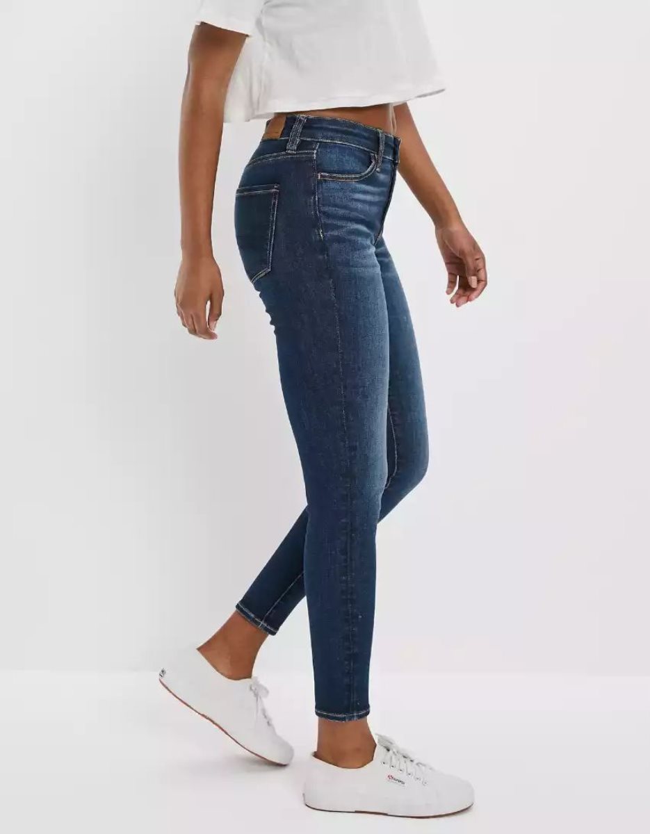 Jean American Eagle AE Ne(x)t Level High-Waisted Jegging Crop Indigo Foncé Femme | DLE-29718438